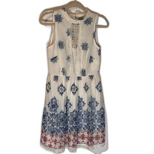 As U Wish Dress M Cream Blue Orange Floral Lace Cottagecore Bohochic Dressy